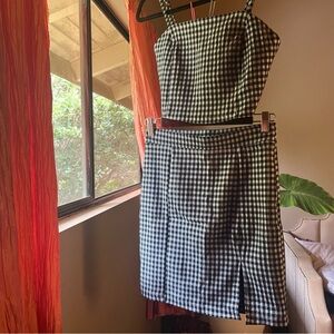 NWOT 2PC Skirt Set Light Blue Gingham Pattern